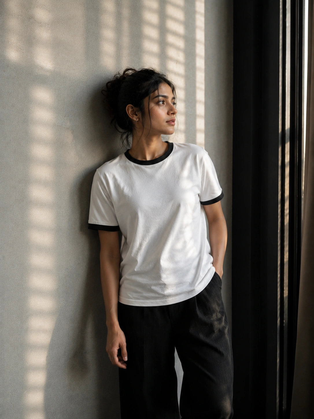 Black White Unisex Ringer Tee