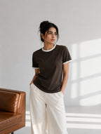 White Black Unisex Ringer Tee