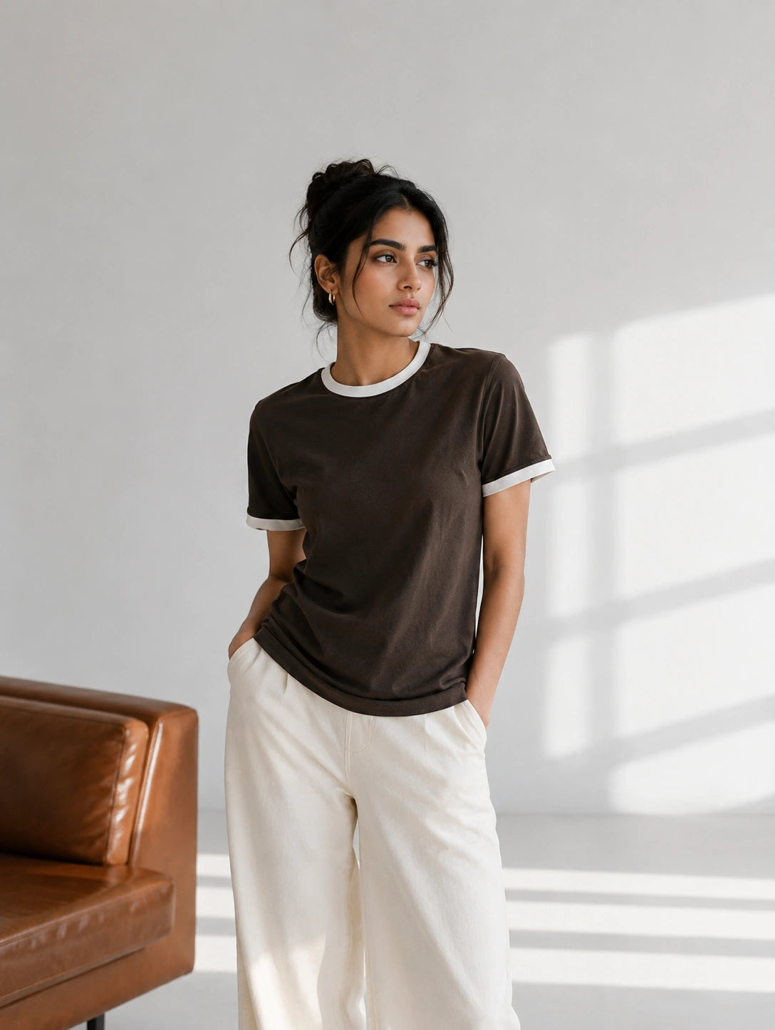 White Black Unisex Ringer Tee
