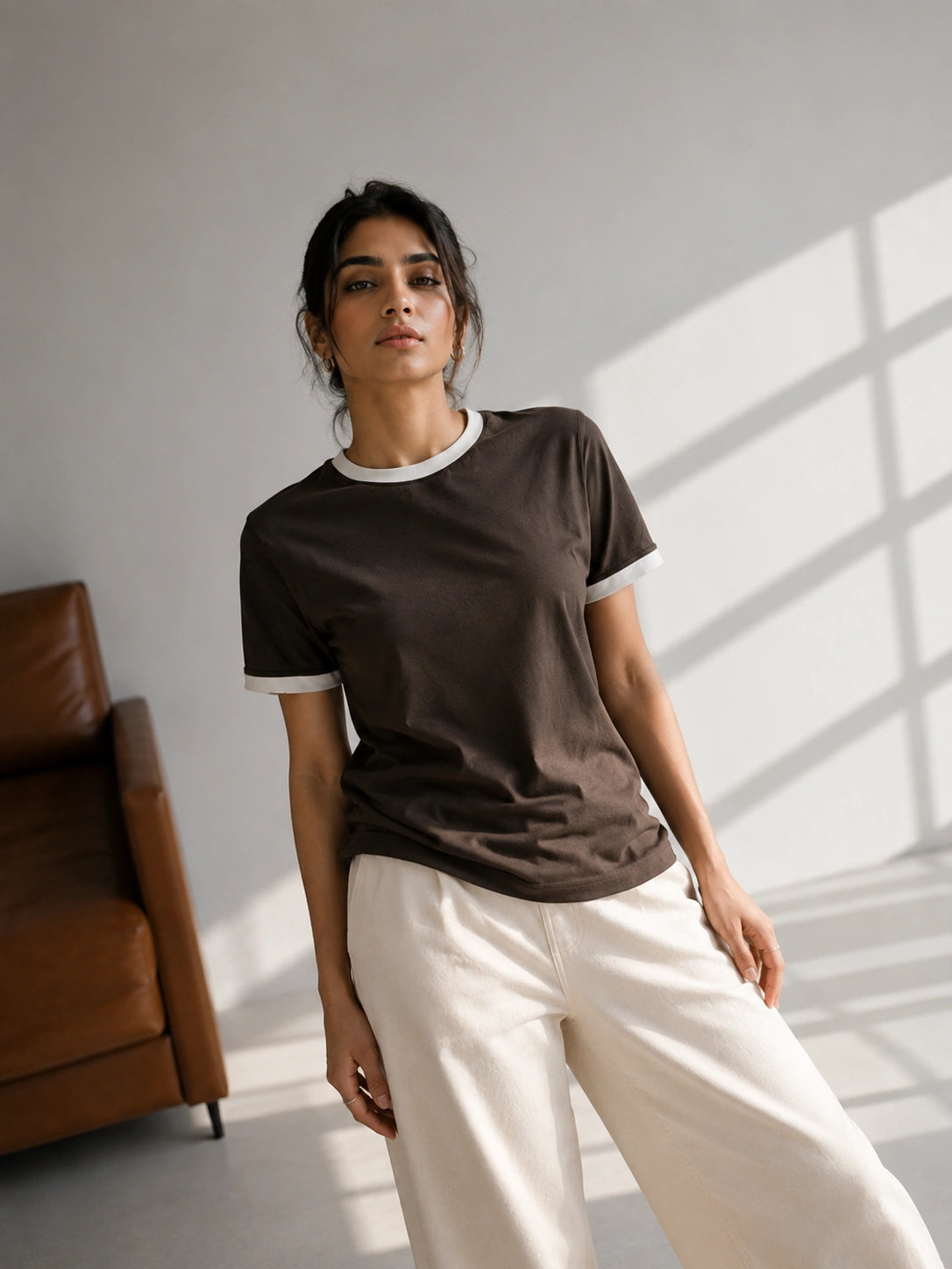 White Black Unisex Ringer Tee