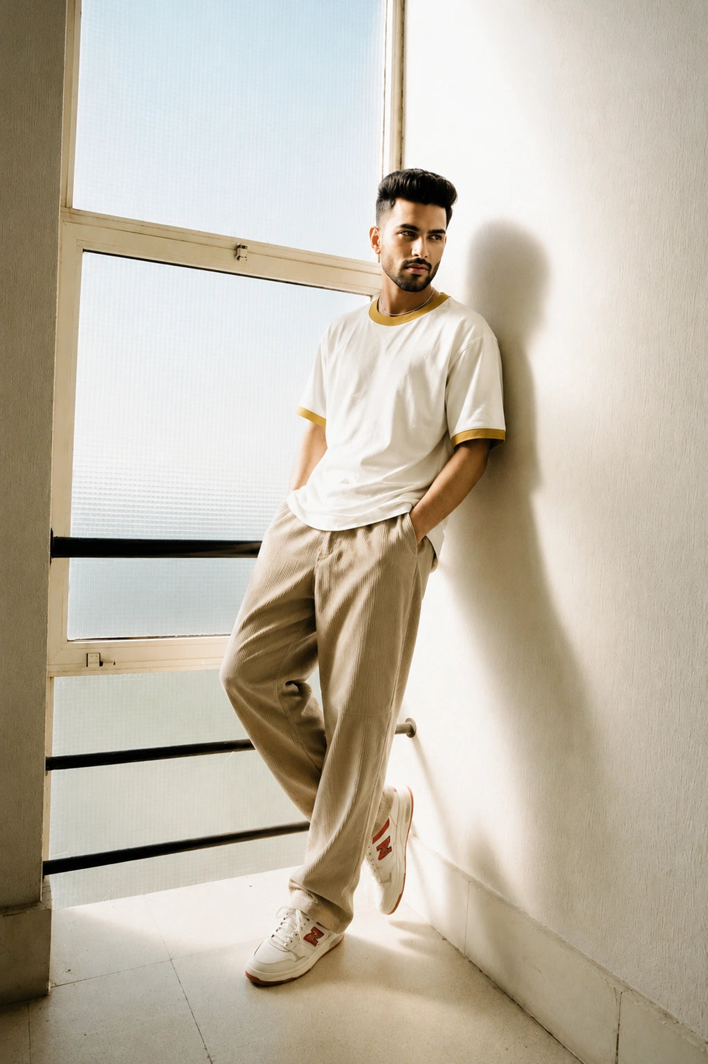 Mustard Yellow Off White Unisex Ringer Tee