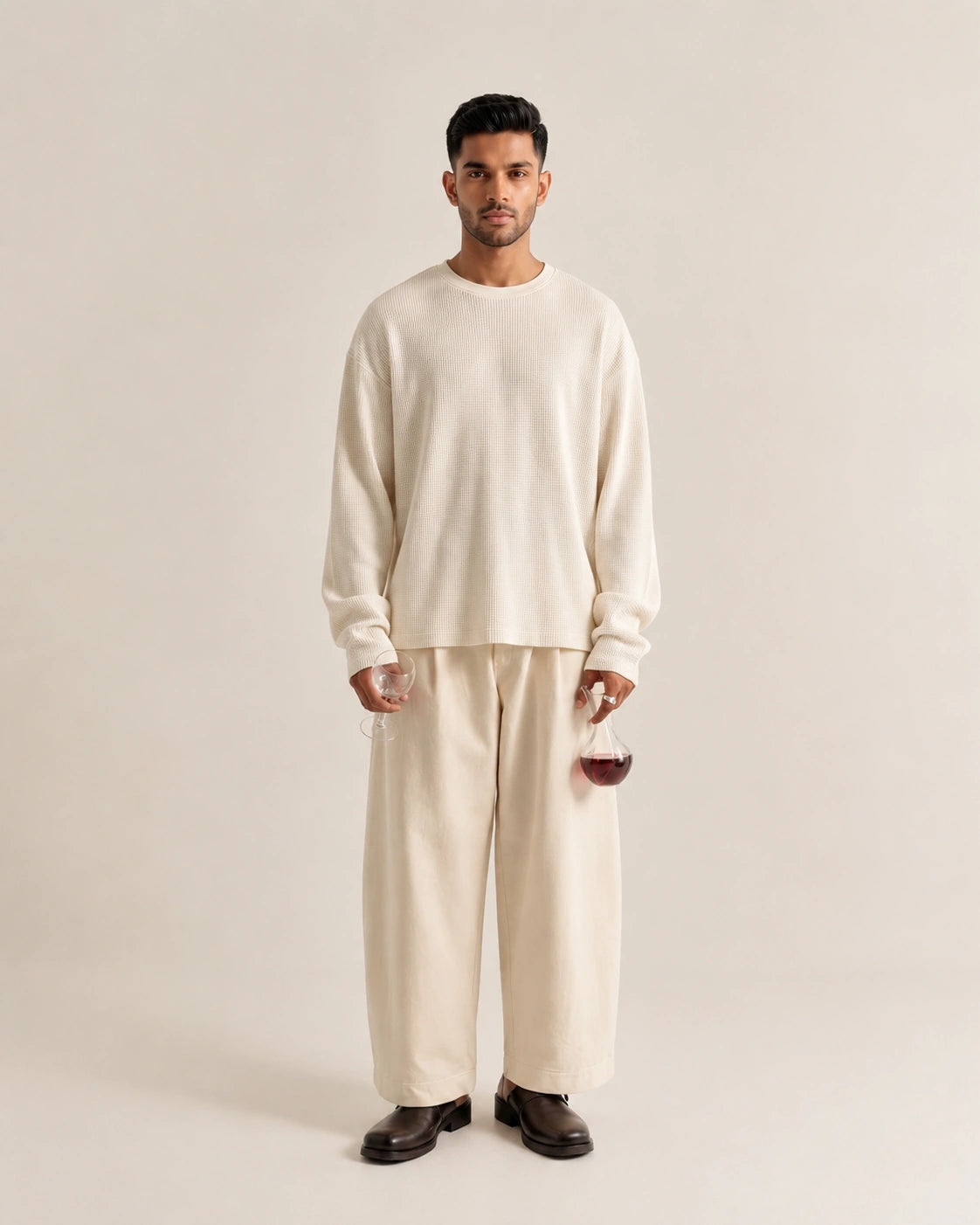 Off White Waffle Knit Oversized