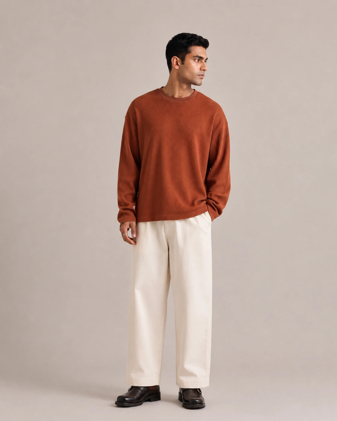 Brown Waffle Knit Oversized