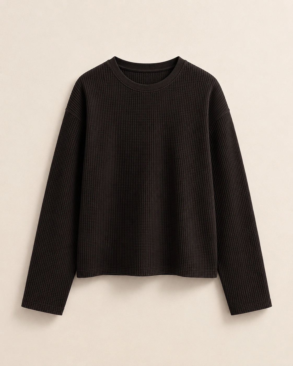 Black Waffle Knit Oversized