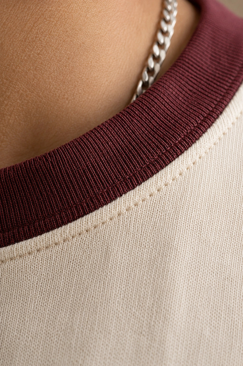 Maroon Off White Unisex Ringer Tee