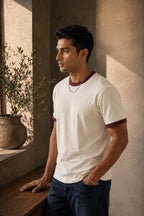 Maroon Off White Unisex Ringer Tee