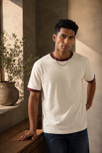 Maroon Off White Unisex Ringer Tee