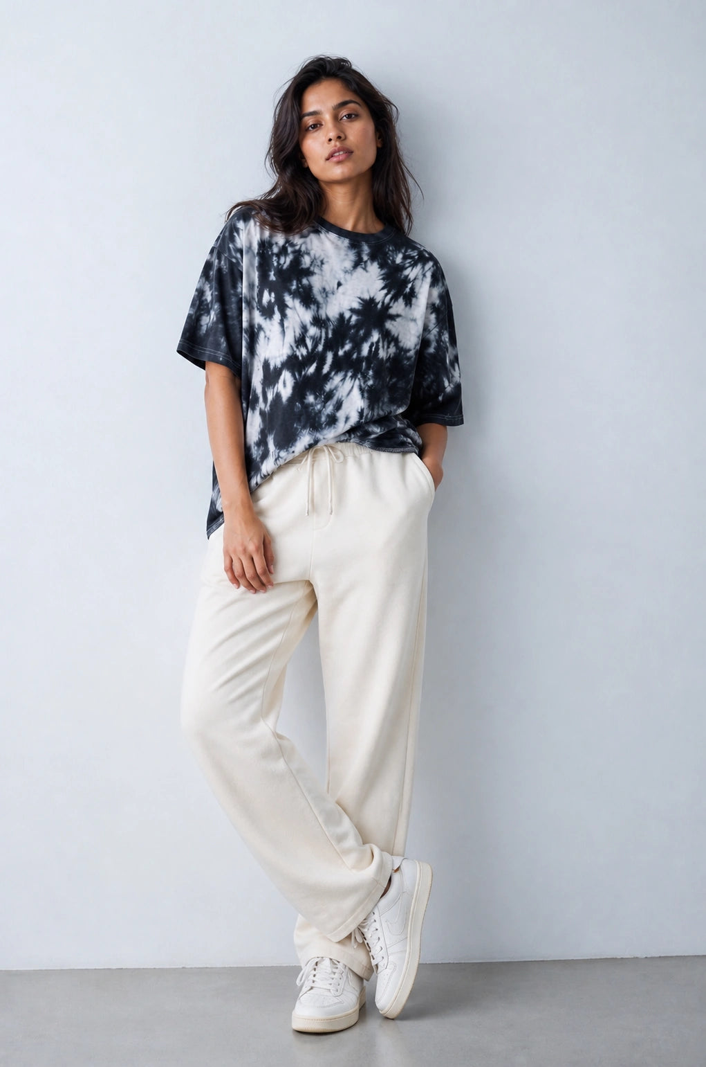 Black White Tie Dye Oversized T-Shirt