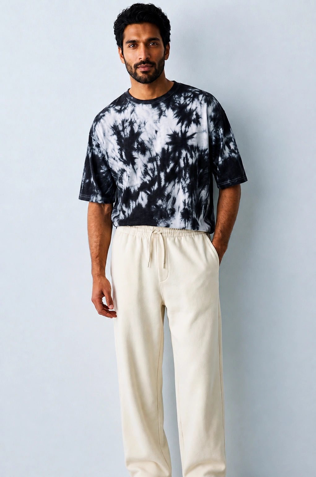 Black White Tie Dye Oversized T-Shirt