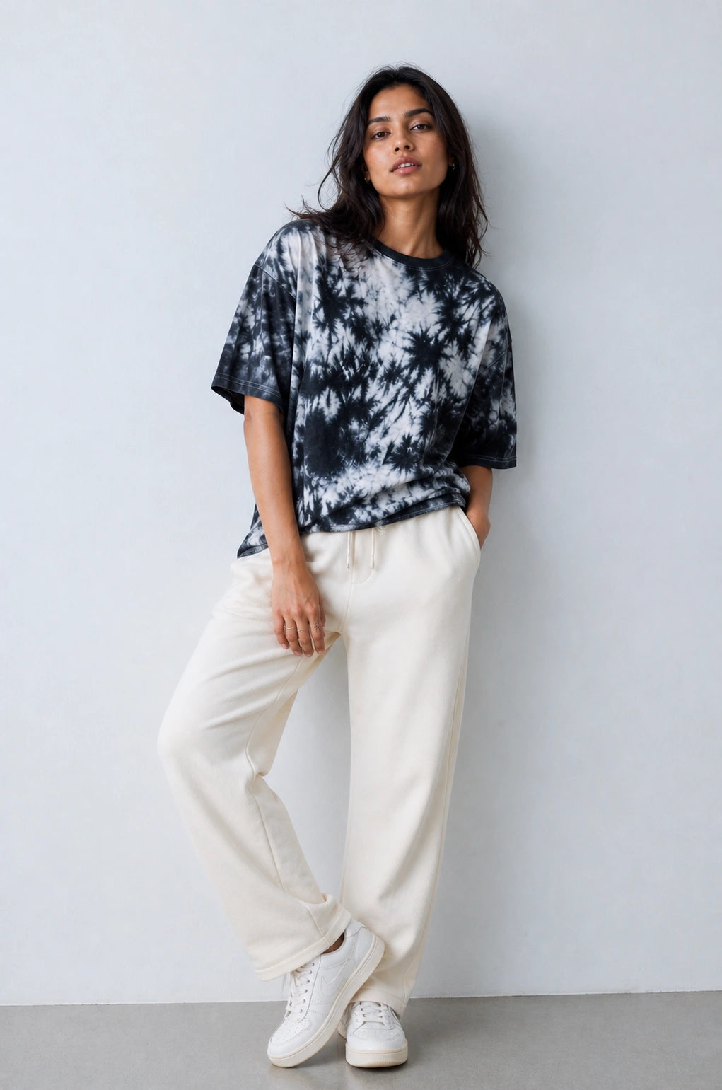 Black White Tie Dye Oversized T-Shirt