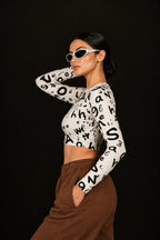 Letters Full Sleeve Crop top