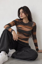 Scrambled Full Sleeve Crop top