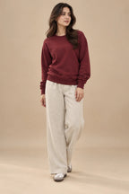 Plain Maroon Oversized Sweatshirt