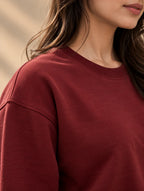 Plain Maroon Oversized Sweatshirt