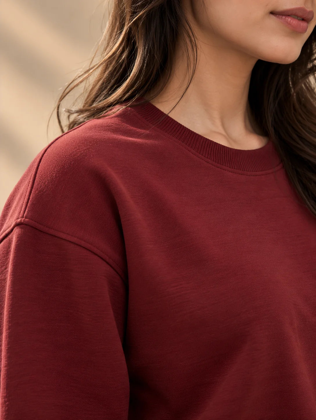 Plain Maroon Oversized Sweatshirt