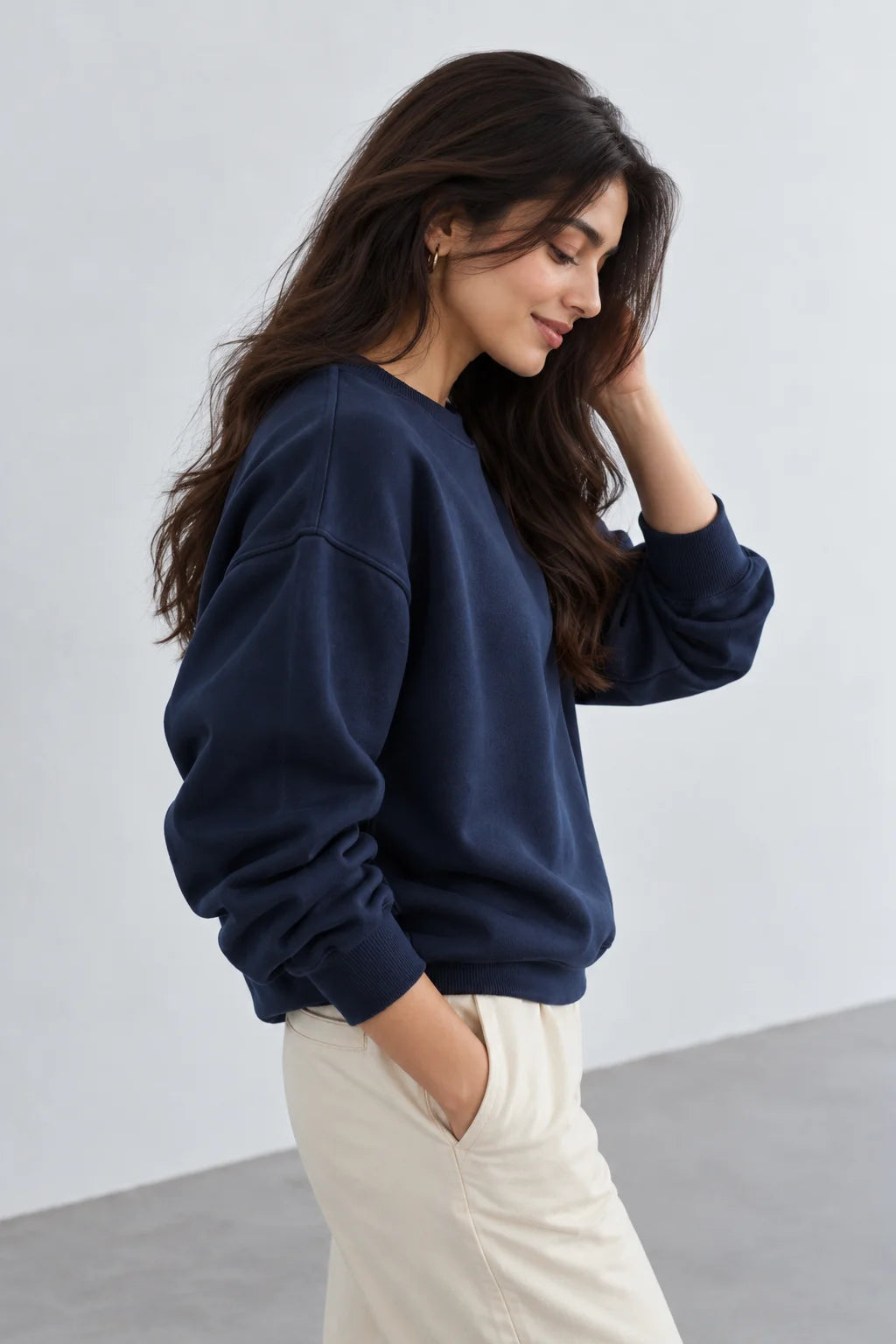 Plain Navy Blue Oversized Sweatshirt