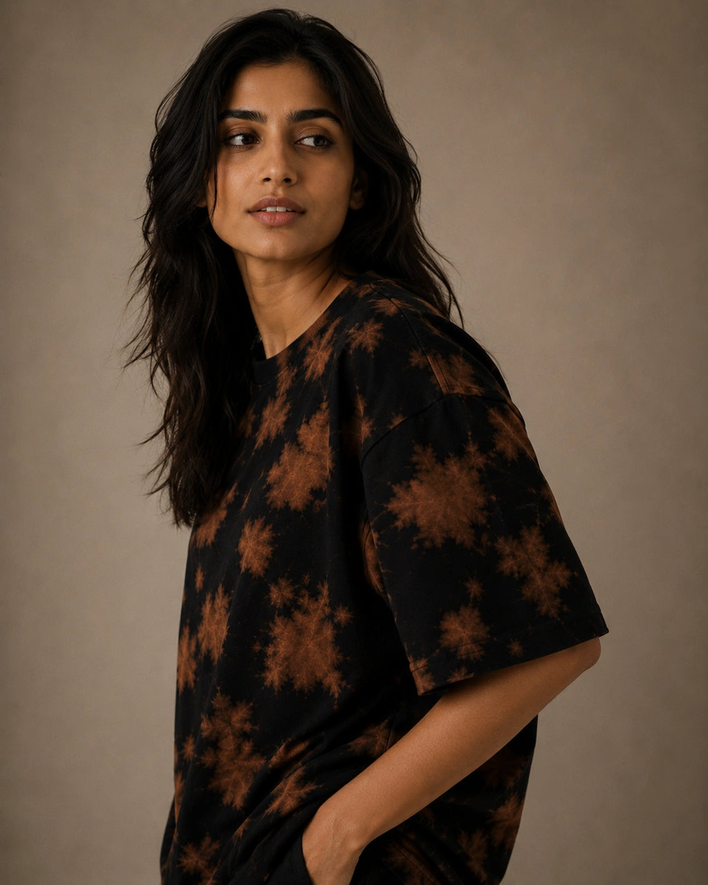 Brown Black Tie Dye Oversized T-Shirt