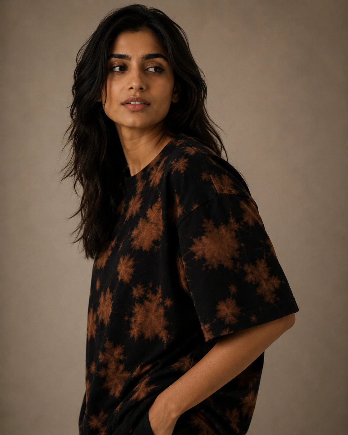 Brown Black Tie Dye Oversized T-Shirt