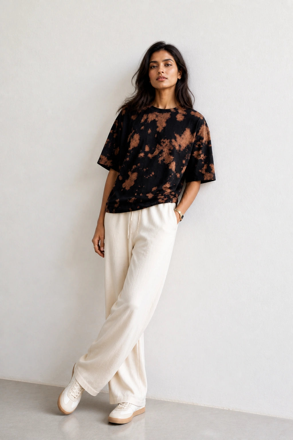 Brown Black Tie Dye Oversized T-Shirt