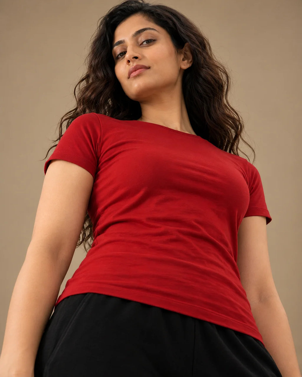 Plain Red Stretch Tee