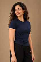 Plain Navy Blue Stretch T-shirt