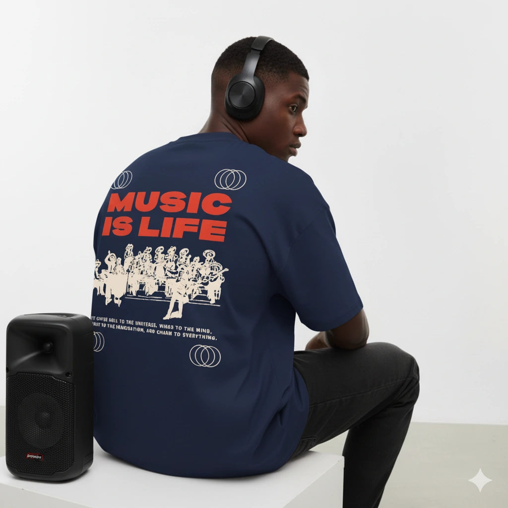 Music is Life Terry Oversized Tee