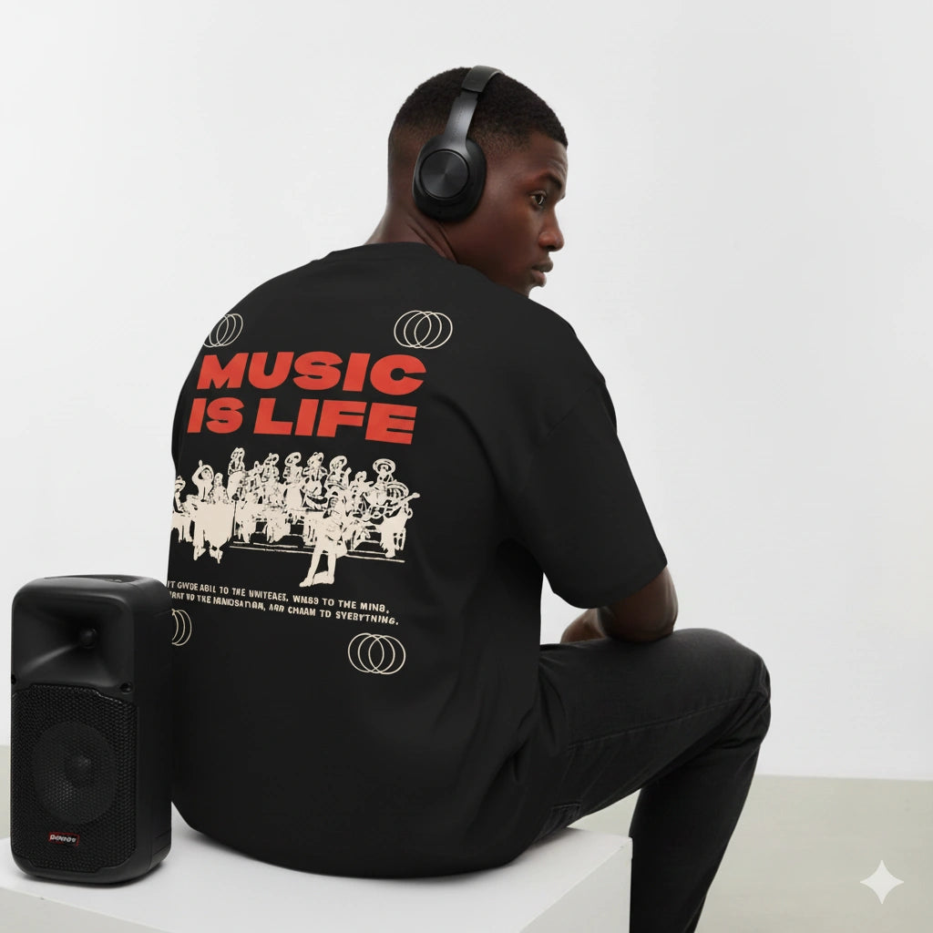 Music is Life Terry Oversized Tee
