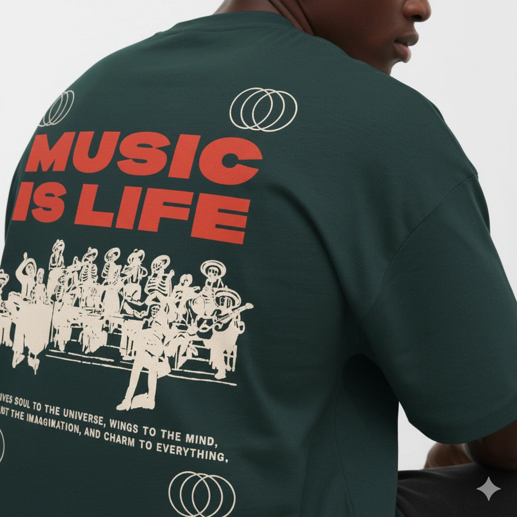 Music is Life Terry Oversized Tee