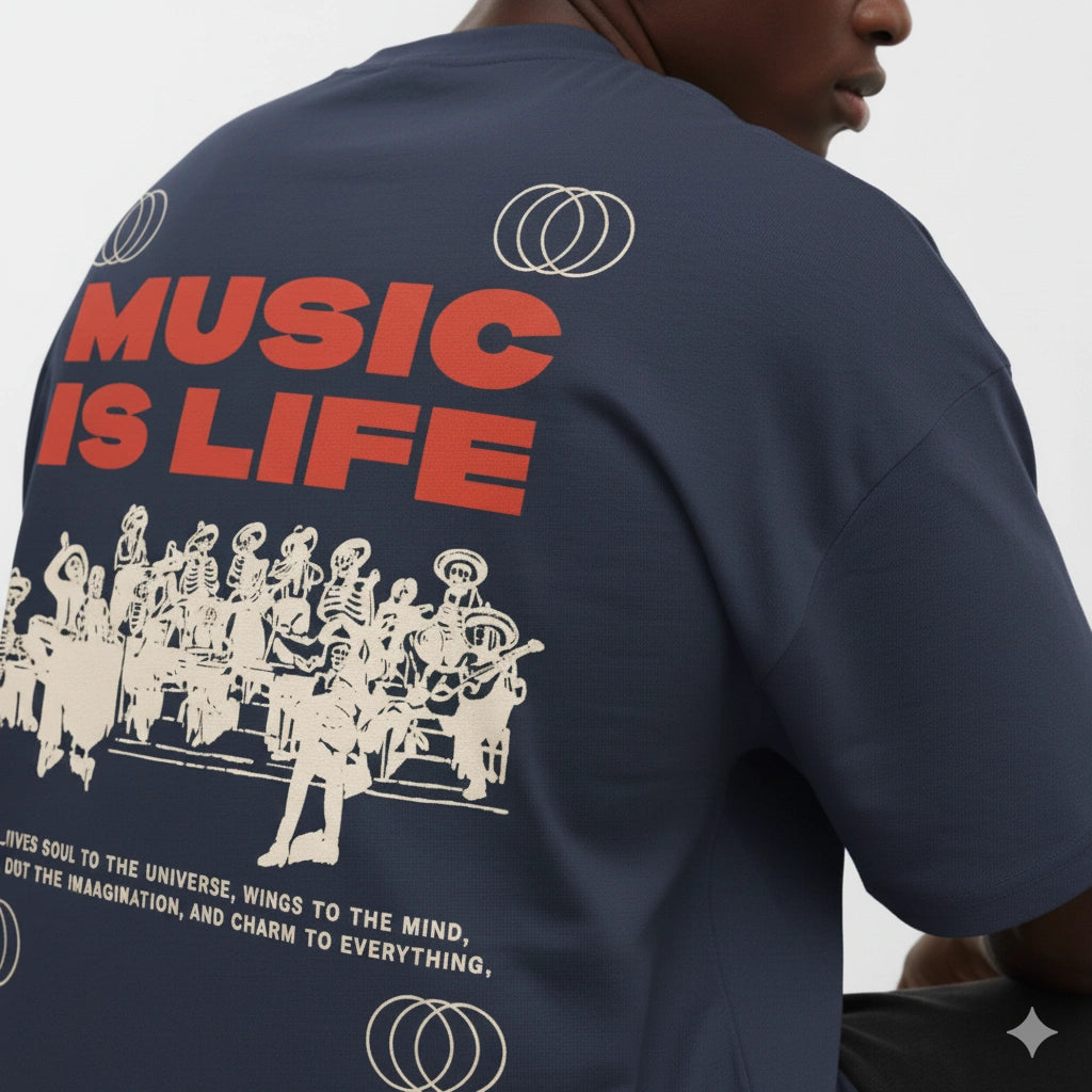 Music is Life Terry Oversized Tee