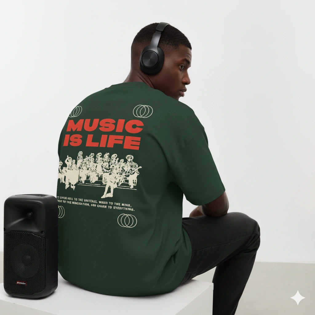 Music is Life Terry Oversized Tee