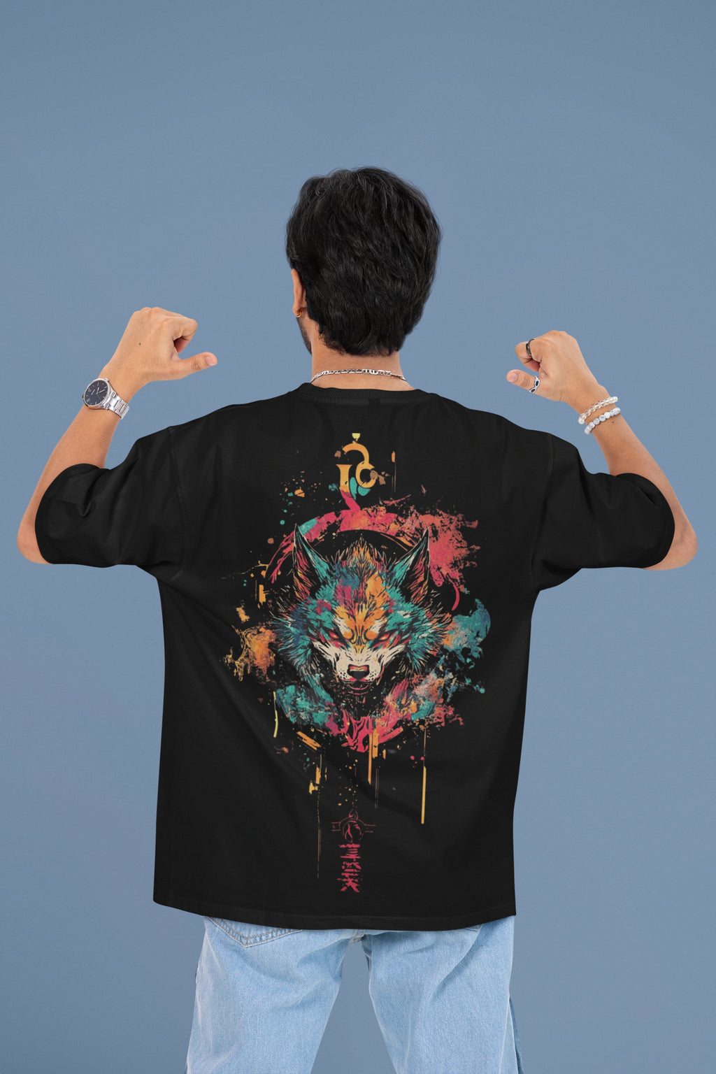 Oversized “Untamed Wolf” Graphic Tee – Streetwear Edition