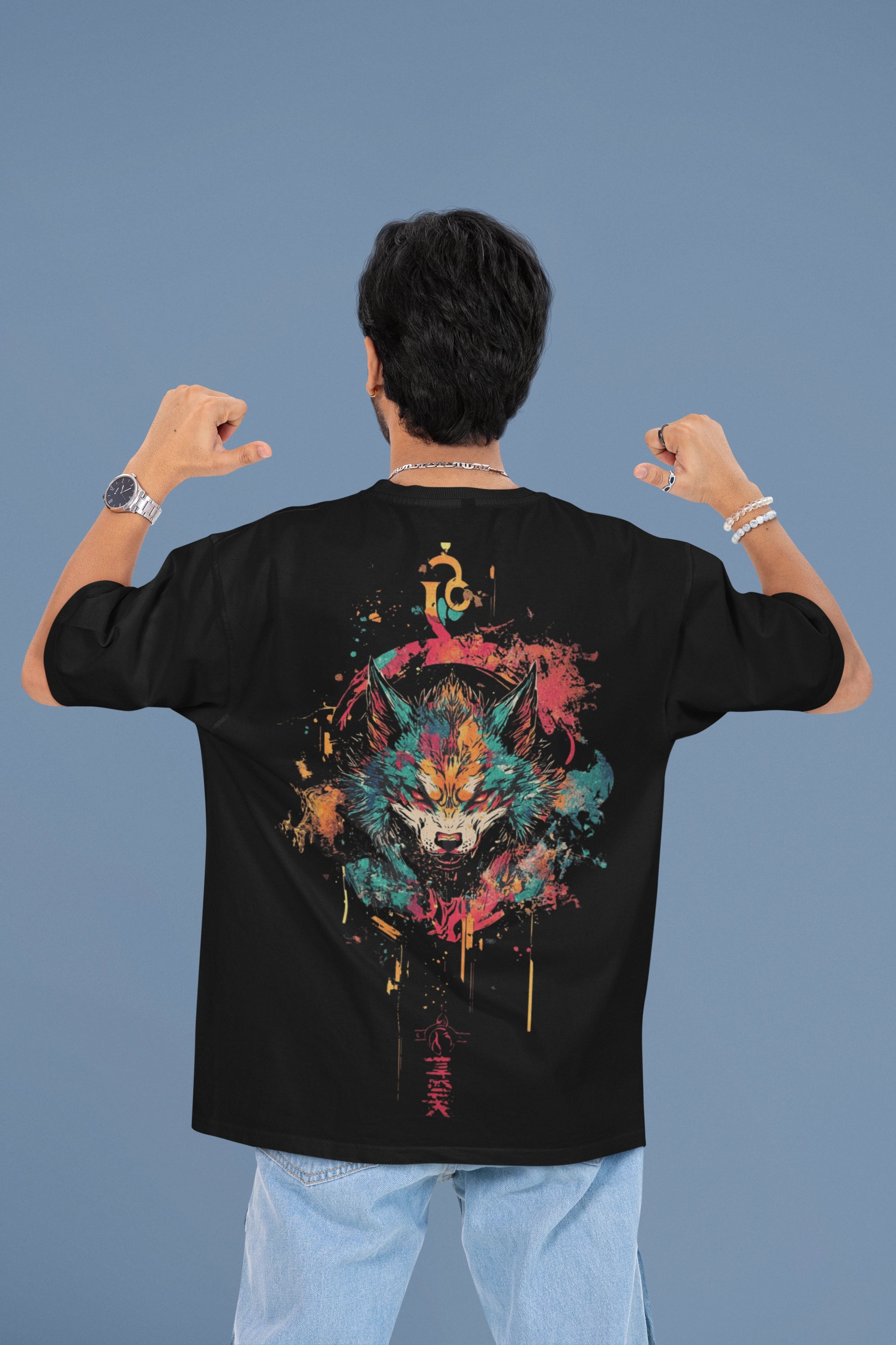 Oversized “Untamed Wolf” Graphic Tee – Streetwear Edition