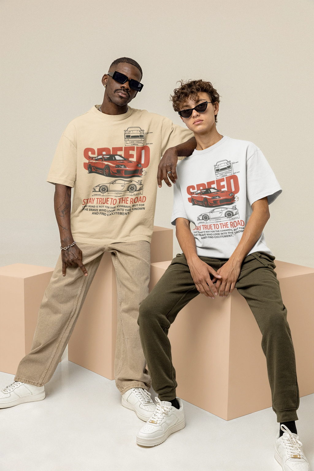 Speed Legends Oversized Tee – Bold Street Racing Graphic