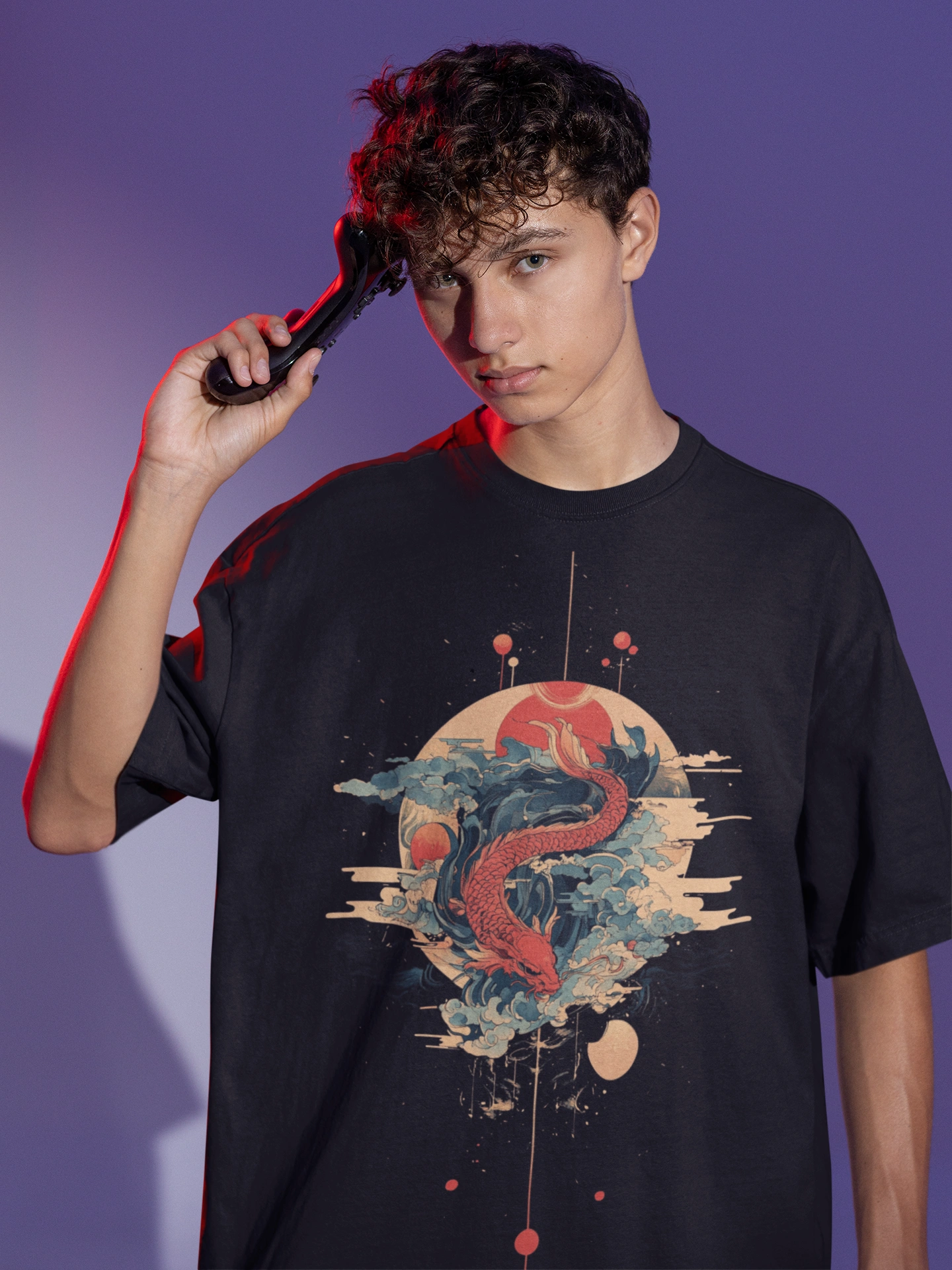 Koi Dragon Oversized Tee – Japanese Mythology Streetwear
