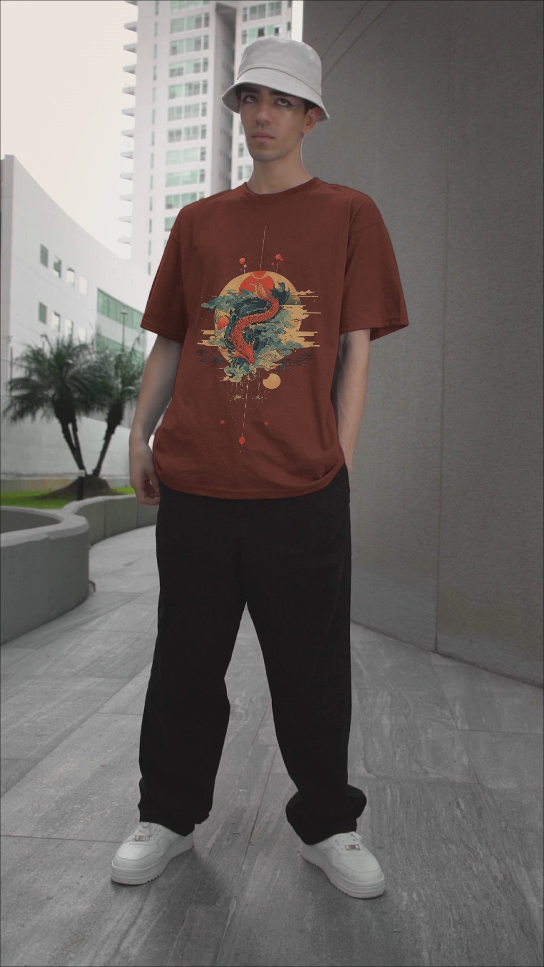 Koi Dragon Oversized Tee – Japanese Mythology Streetwear