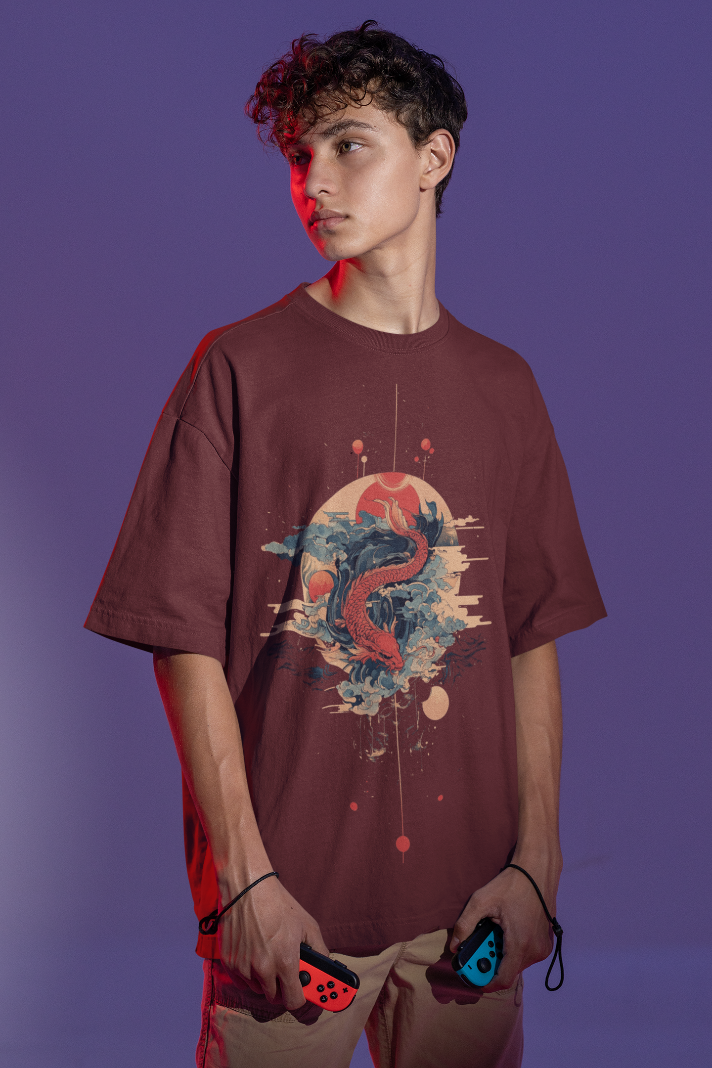 Koi Dragon Oversized Tee – Japanese Mythology Streetwear