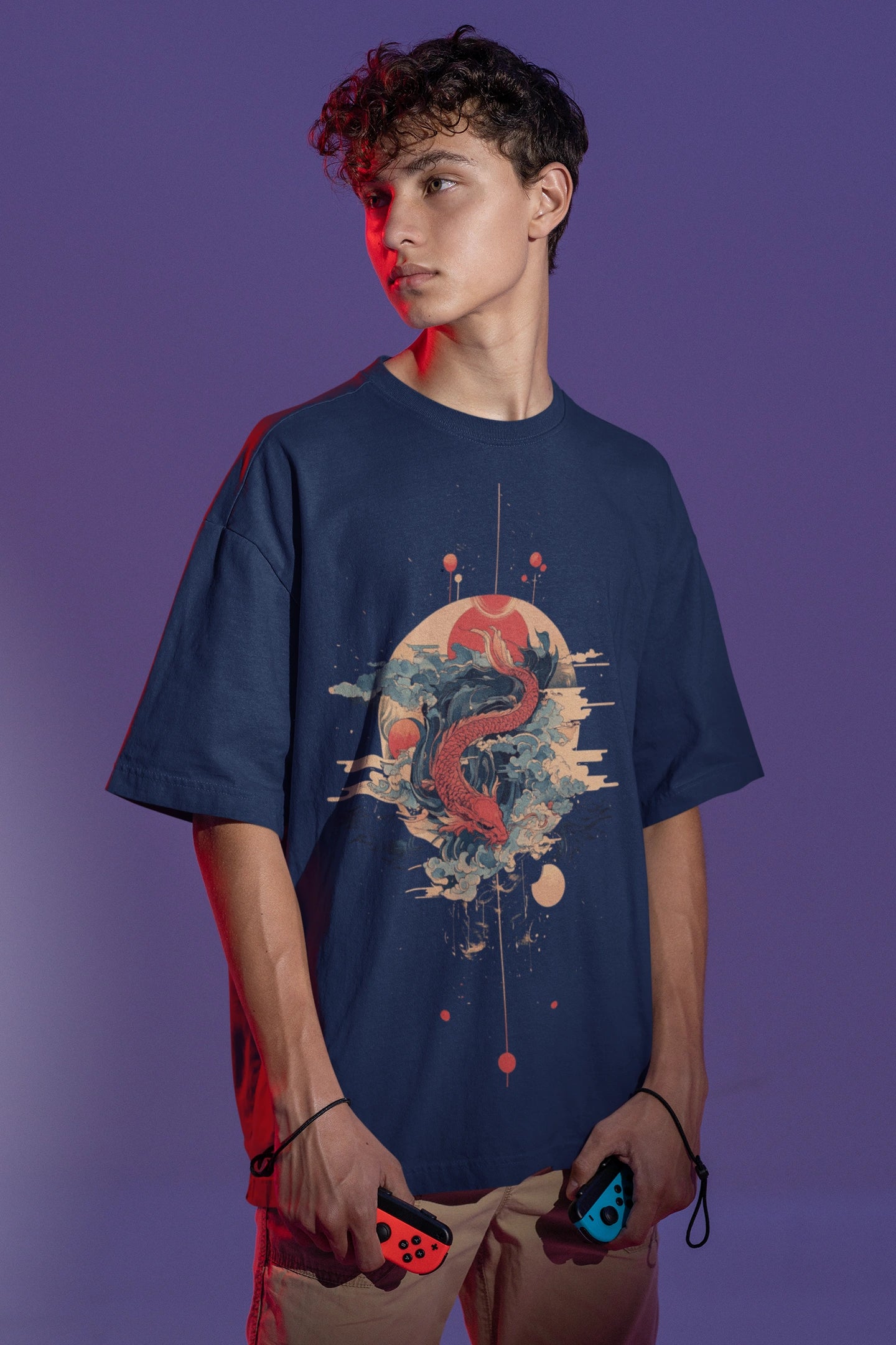 Koi Dragon Oversized Tee – Japanese Mythology Streetwear