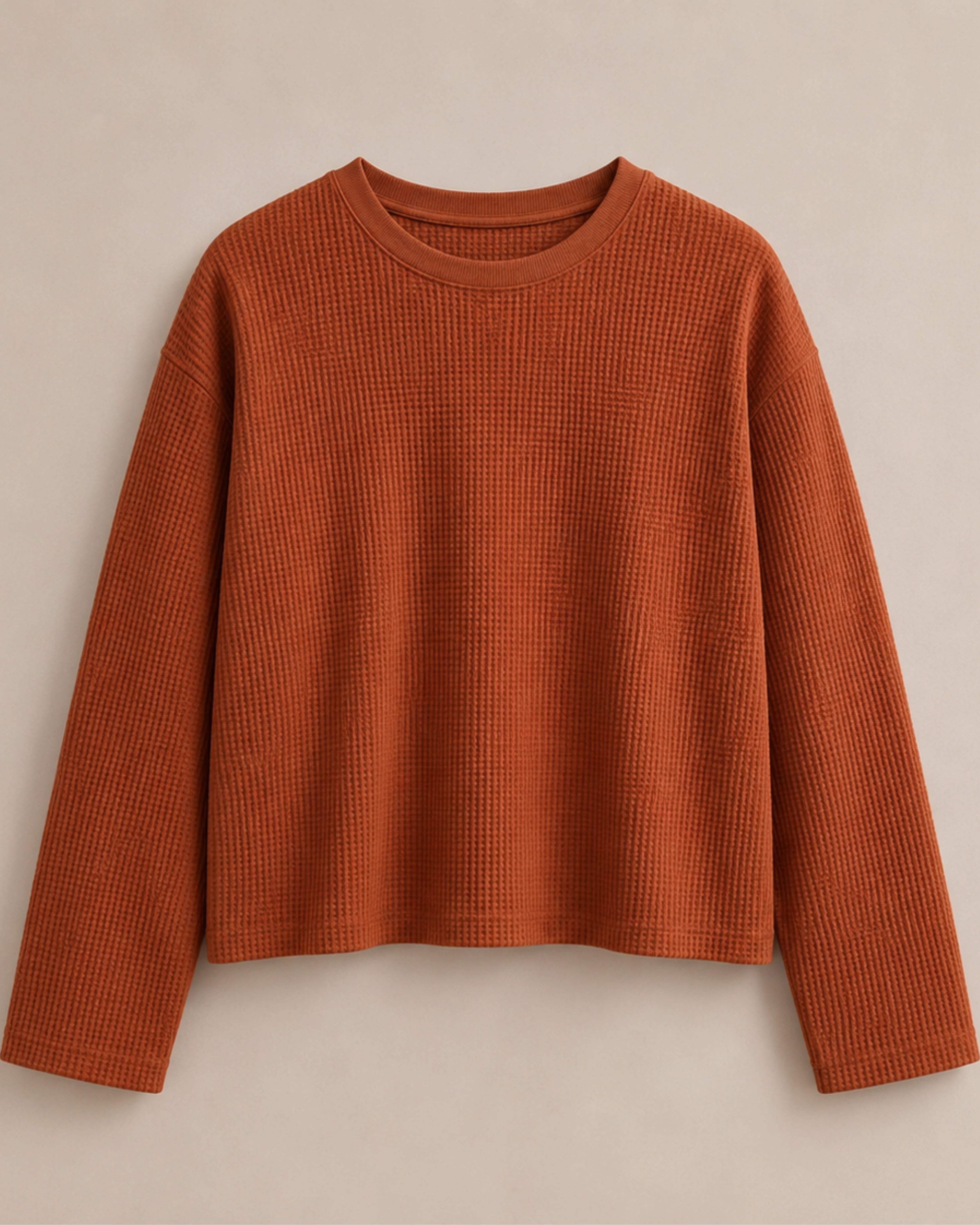 Brown Waffle Knit Oversized